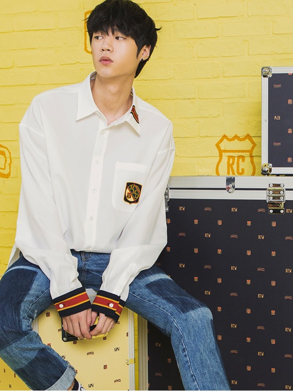[Romantic Crown] Made in Korea Unisex Oversized striped shirt